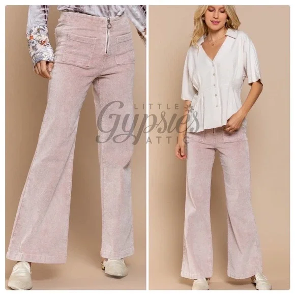 POL Vintage Wash Pink Cords Flare Jeans - Picture 9 of 12